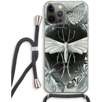Afbeelding van Case Company® hoesje met Koord geschikt voor iPhone 12 Pro Haeckel Tineida Telefoonhoesje Zwart Extra Bescherming aan alle Kanten en Over de Schermrand