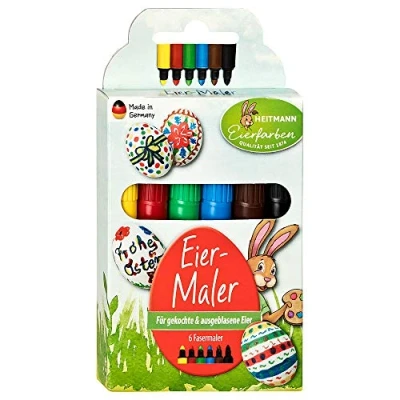 Afbeelding van HEITMANN 1007788 eierverf voor kinderen, eierverf, papier en karton, 6 stuks