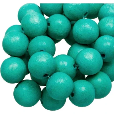 Afbeelding van Houten Kralen Vintage Look (12 mm) Turquoise (70 stuks)