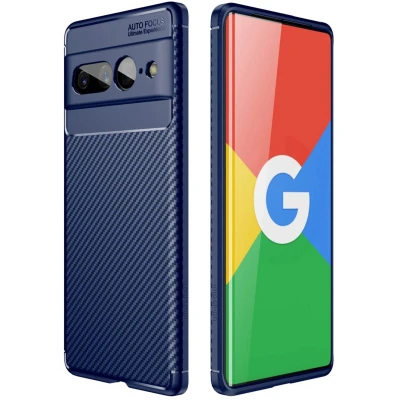 Afbeelding van iMoshion Hoesje Geschikt voor Google Pixel 7 Pro Siliconen Carbon Softcase Backcover Blauw