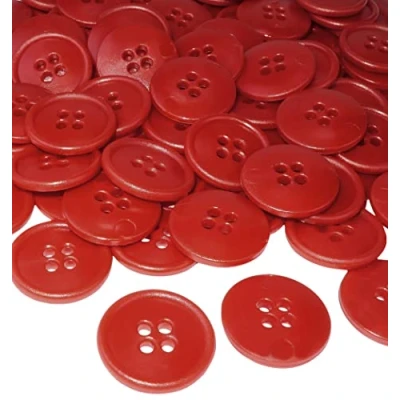 Afbeelding van AERZETIX C56527 100 stuks ronde naaiknopen Ø 20 x 3 mm met 4 gaten kleur rood 32 L L32 van kunststof opening korte goederen naaien mode breidecoratie