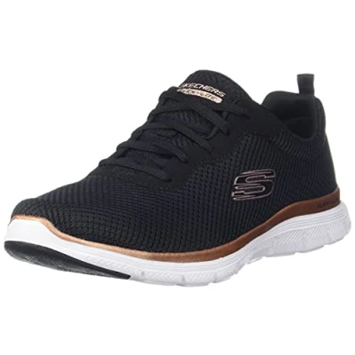 Afbeelding van Skechers Sport FLEX Appeal 4.0 Sneakers laag, Dames, Maat: 35.5, Black mesh / rose gold trim Textiel
