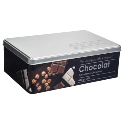Image de Boite alimentaire Relief II tablette de chocolat 20.2 x 13.2 6.7 cm Fer et étain Noir