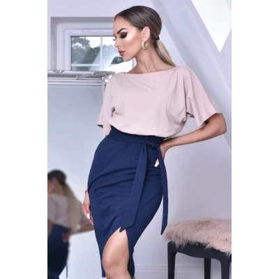 Afbeelding van Sabrina Contrast Batwing Dress Dames Navy Maat 44