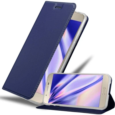Afbeelding van Cadorabo Hoesje geschikt voor Samsung Galaxy A8 2015 in CLASSY DONKER BLAUW Beschermhoes met magnetische sluiting, standfunctie en kaartvakje Book Case Cover Etui