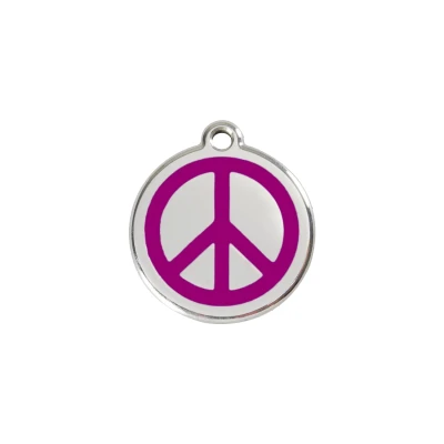 Afbeelding van Peace Purple roestvrijstalen hondenpenning small/klein dia. 2 cm RedDingo