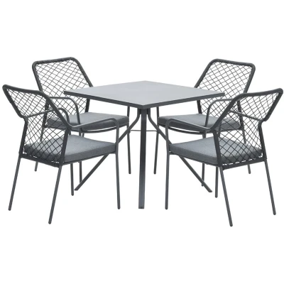 Afbeelding van 4 persoons tuinset Dido stoelen zwart Rimini tafel