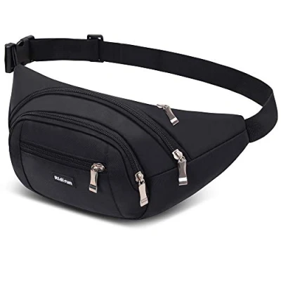 Afbeelding van Heuptas voor heren en dames, veiligheidsstad, reizen of outdoor, sport, waistpack fanny pack dagelijks gebruik wandelen, zwart., L