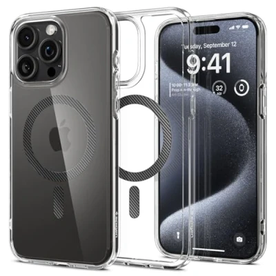 Image de Spigen Ultra Hybrid MagFit Coque de protection pour téléphone portable compatibilité avec MagSafe polycarbonate, polyuréthanne thermoplastique (TPU) fibre carbone Apple iPhone 15 Pro
