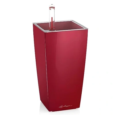 Afbeelding van Lechuza Mini Cubi Tafel bloempot Scharlakenrood hoogglans