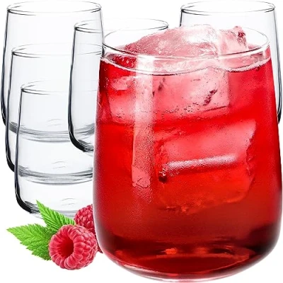 Afbeelding van KADAX Set van 6 glazen sapglazen, robuuste voor water, sap, tuin, feest, drank, bier, universele glazen, cocktailglazen, drankglazen (Rebeka, 330 ml)