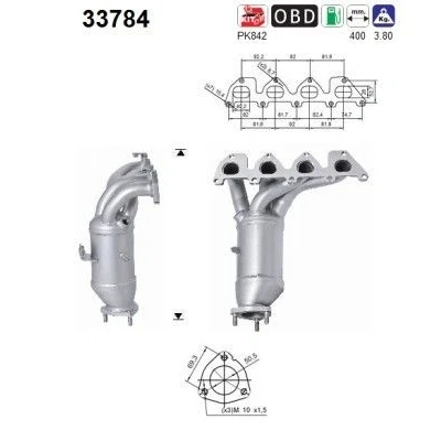 Afbeelding van Katalysator AS 33784, voor o.a. VW, SKODA, SEAT