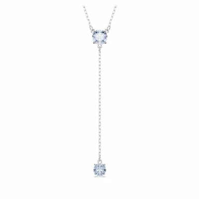 Afbeelding van Swarovski Attract Y Round CUT Rhodium Plated Ketting, Dames, Maat: One Size, Blue