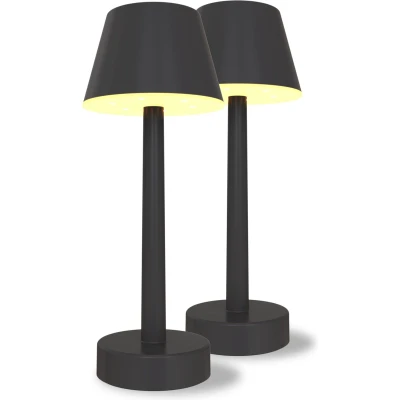 Afbeelding van Calex Luminaires Lucca 2 Stuks Oplaadbare Tafellamp Draadloos Dimbaar Warm Wit Licht &amp; RGB Accu Touch Waterdicht Decoratie voor Tuin, Woonkamer, Slaapkamer Sfeerverlichting Zwart