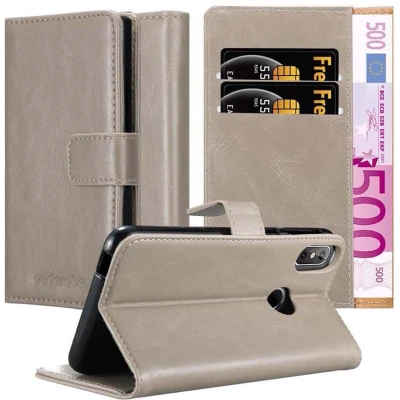 Afbeelding van Cadorabo Hoesje geschikt voor Cubot J3 PRO in CAPPUCCINO BRUIN Beschermhoes met magnetische sluiting, standfunctie en kaartvakje Book Case Cover Etui