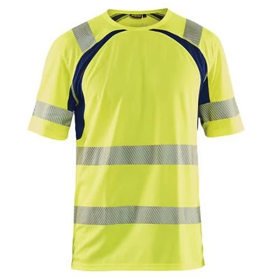 Image de T shirt anti UV haute visibilité jaune fluorescent/marine
