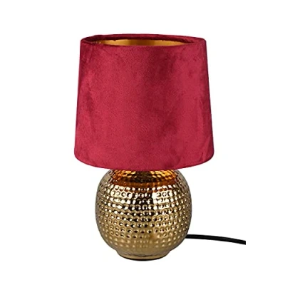 Afbeelding van REALITY SOPHIA Tafellamp Goud excl. 1x E14 40W Snoerschakelaar Rode kap