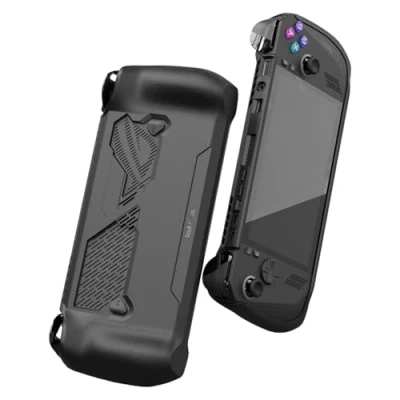 Afbeelding van Skull &amp; Co. GripCase Ally for ROG X: een zachte beschermhoes met gestructureerde handgrepen volledige bescherming en standaard, schokabsorptie antislip anti kras cover ontwerp zwart