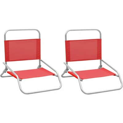 Afbeelding van Strandstoelen 2 st inklapbaar stof rood