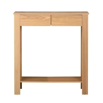Afbeelding van Hoge console met 2 lades in eiken decor L79 cm