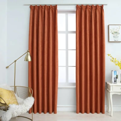 Afbeelding van Gordijnen verduisterend met haken 2 st 140x245 cm roestkleurig