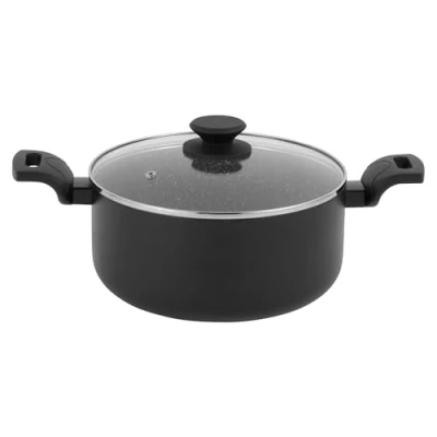 Image de Progress BW12920EU7 Marble Ceramic 24cm marmite avec couvercle Pot de cuisson antiadhésif, revêtement marbré métallique, induction adaptée, légère en aluminium pressé, poignée douce au toucher