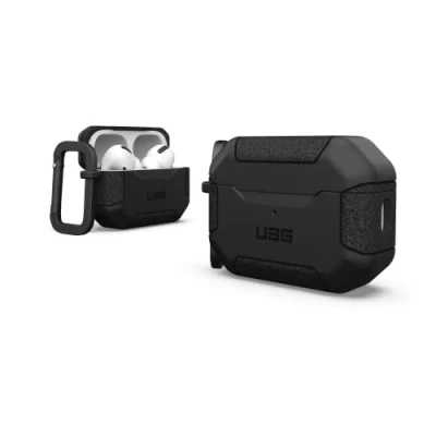 Image de UAG Scout Couvercle de boîtier pour chargement des écouteurs sans fil compatibilité avec MagSafe polyuréthanne thermoplastique (TPU) noir Apple AirPods (2e génération)