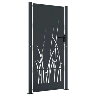 Afbeelding van Poort 105x180 cm met grasontwerp staal antracietkleurig