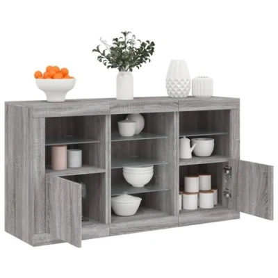 Afbeelding van vidaXL Dressoir met LED verlichting 123x37x67 cm grijs sonoma eiken