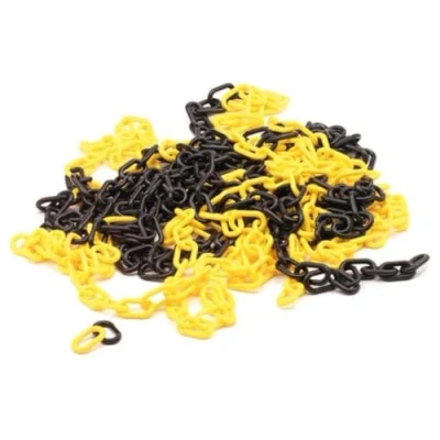 Afbeelding van Perel Afzetketting, voor het afbakenen van gevarenzones en beperken toegang, binnen buitengebruik, kunststof, zwart/geel, 10 m, 6 mm