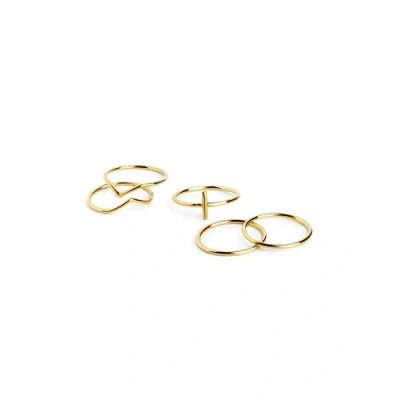 Afbeelding van SINGULARU Lot de 5 Bagues Nefertiti. Acier avec placage en or 18 K. Bijoux pour femme. Taille 14.
