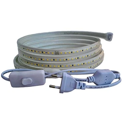 Afbeelding van Ahorraluz 220 V 2835 120 Led/m hoge helderheid LED strip met schakelaar. Waterkoud/neutraal / warm wit, IP67 waterdichte (2,5 m, wit)