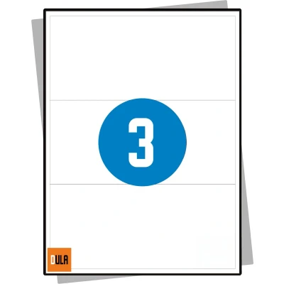Afbeelding van DULA Etiketten Stickervellen A4 3 Stickers per vel 200 x 95 mm 100