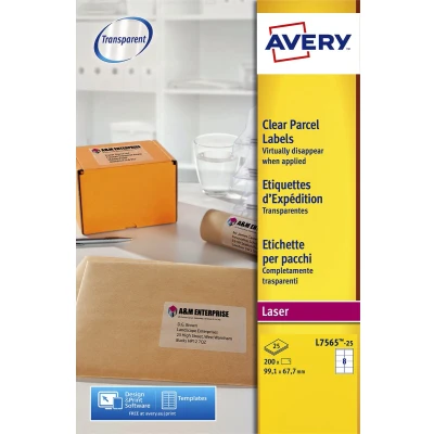 Afbeelding van Etiket Avery L7565 25 99.1x67.7mm transparant 200stuks
