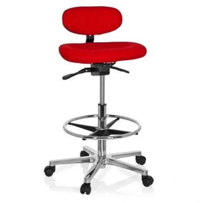 Afbeelding van Werkkruk/Verhoogde Bureaustoel Stof Rood Ergonomisch