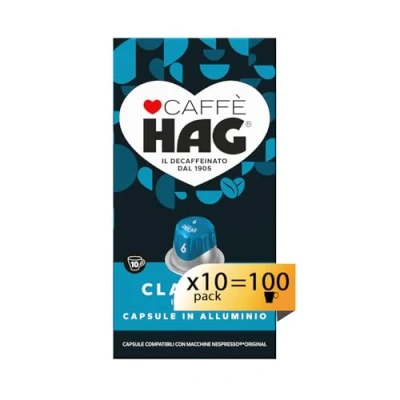 Afbeelding van Hag Espresso Classico koffiecapsules 100 aluminium capsules intensiteit 6 compatibel met originele Nespresso®* machines 10 verpakkingen van (in totaal capsules)