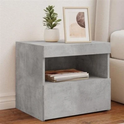 Afbeelding van Nachtkastjes met LED verlichting 2 st 50x40x45 cm betongrijs
