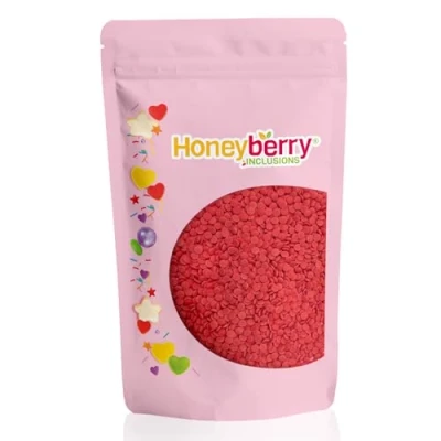 Afbeelding van Natuurlijke en eetbare vermicelli gebak, 200 g, kleurrijke decoratieve suikervermicelli, ideaal voor het versieren van taarten, koekjes desserts, geproduceerd in de EU (rode confetti)