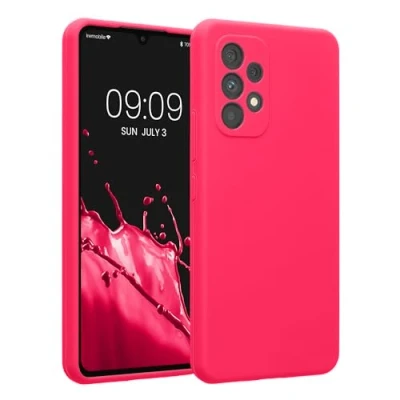 Afbeelding van kwmobile telefoonhoesje geschikt voor Samsung Galaxy A53 5G TPU backcover met siliconen coating Smartphone case in neon roze