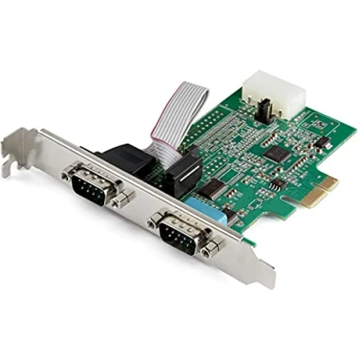 Image de StarTech.com 2 Port PCI Express RS232 Serial Adapter Card PCIe Host Controller to Dual DB9 COM 16950 UART Expansion Windows macOS Linux Full/Low Profile (PEX2S953) Adaptateur série RS 232 x