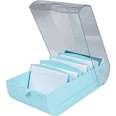Afbeelding van Exacompta Ref. 5346323D 1 Learning Box Bunnybox A7 afmetingen 25 x 13,2 8,5 cm kleur pastelgroen/kristal capaciteit tot 900 kaarten in het formaat