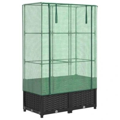 Afbeelding van vidaXL Plantenbak verhoogd met kashoes 80x40x138 cm rattanlook