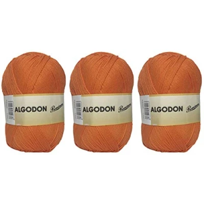 Afbeelding van Hoogwaardige katoenen bol van 100% katoen, perfect voor knutselen en handweven (oranje 100 g, ca. 220 meter 3 stuks)