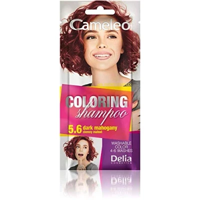 Afbeelding van Cameleo Gekleurde Shampoo Donker mahonie Snelle en eenvoudige kleurverfrissing Zonder ammoniak oxidatiemiddelen in zak 40 ml