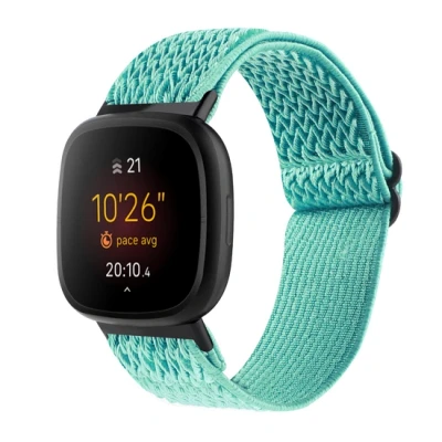 Afbeelding van Fitbit Versa 3/4 &amp; Sense 1/2 Nylon loop bandje Mintgroen