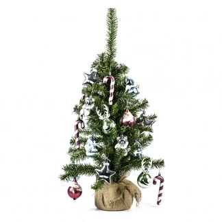Afbeelding van Kunstkerstboom met versiering 75 centimeter (20 hangers, Binnen, Groen/Multikleur)