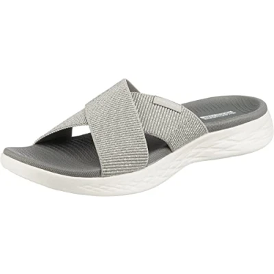 Afbeelding van Skechers On the go 600 Glinsterende damessandalen, zilver.