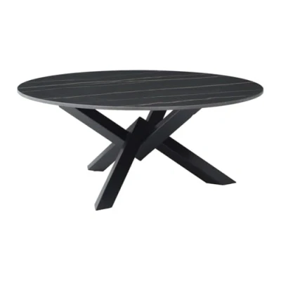 Afbeelding van Vente unique Salontafel in keramiek en metaal Zwarte marmerlook LEONORA van Maison Céphy L 90 cm x H 38 D