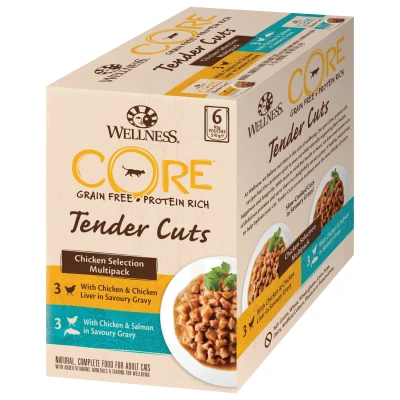 Afbeelding van Wellness Core Tender Cuts Chicken Selection Kattenvoer Kip 6x85 g