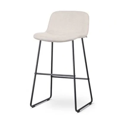 Afbeelding van Nolon Nino Mats Barkruk Beige Zwart Onderstel Zithoogte 75 cm Stof Keuken